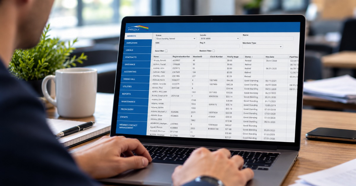 PRIZM membership management software helping labor unions automate administrative workflows and manage member records efficiently.